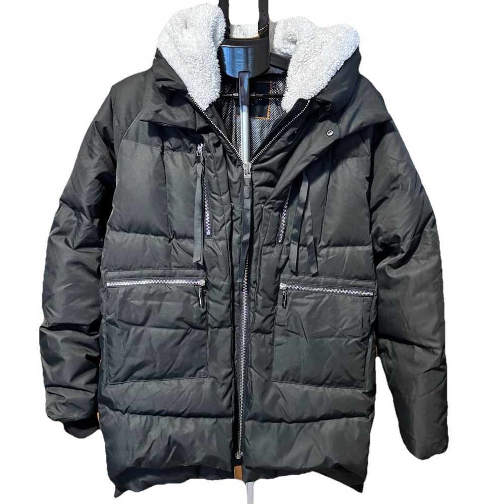 Orolay Womens XL Hooded Black Down Water‎ Wind Resistant Parka Coat Jacket Zip
